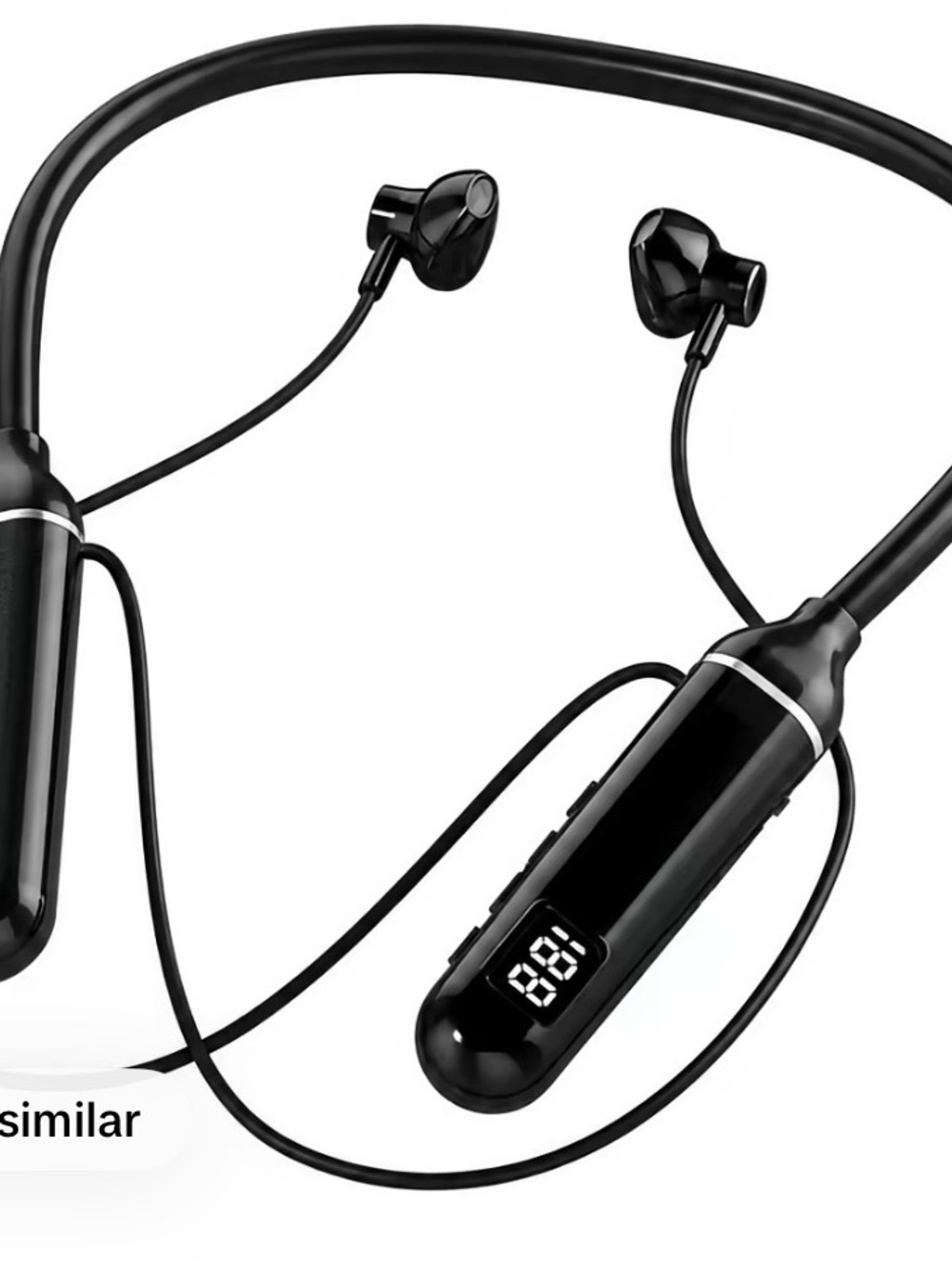 Black Wireless Neckband Earbuds with LED Display - Unbranded